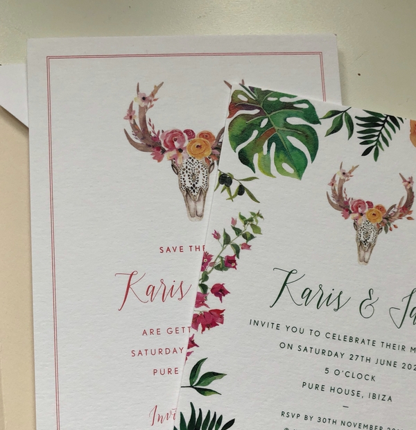 Bespoke Wedding Stationery - colourful illustrated wedding invitation