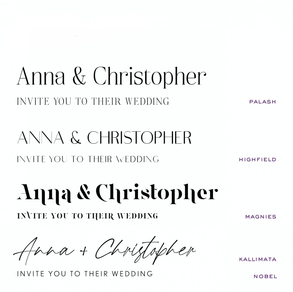 Wedding Invites - farnham font