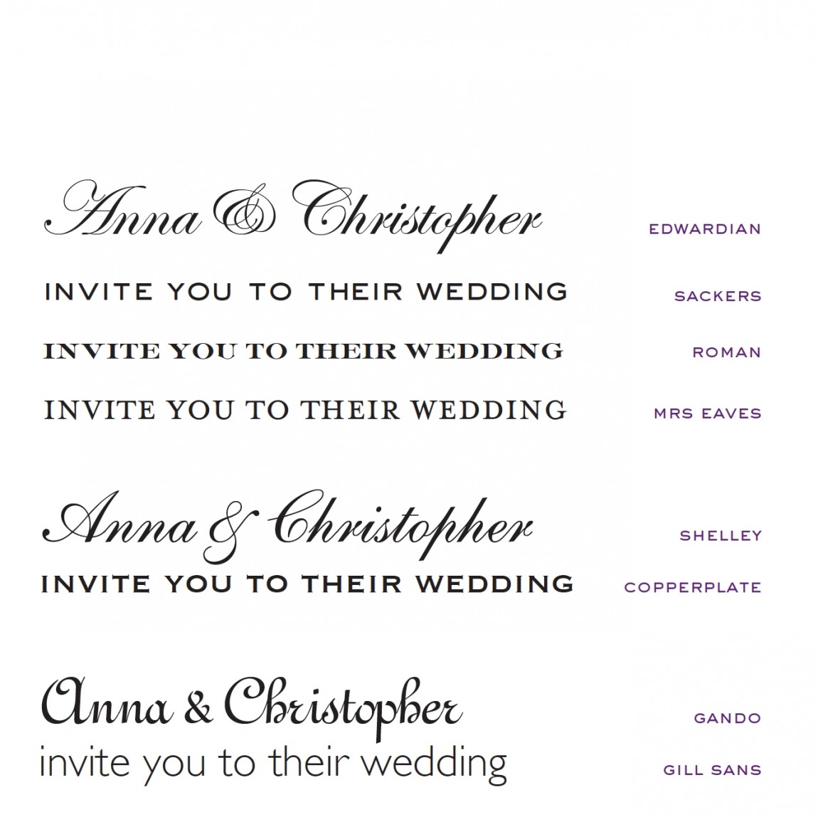 Wedding Invites - sackers font